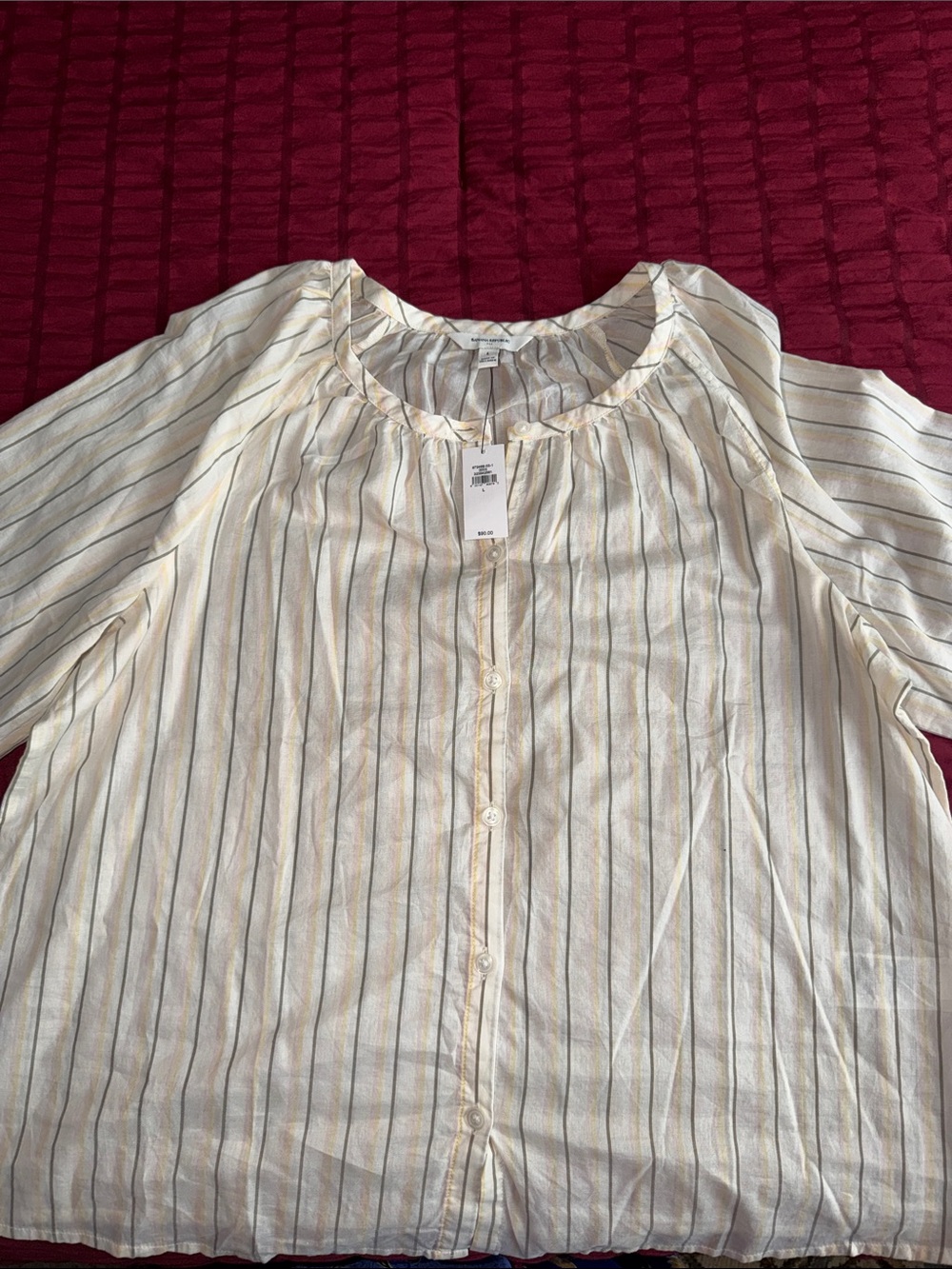 Banana Republic Cream Striped Button-Down Blouse
